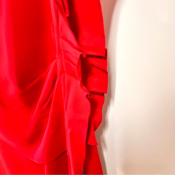 REISS Robyn Dress Ruffle Side Bodycon Cocktail Red Size 6 Knee Length - Picture 6 of 10